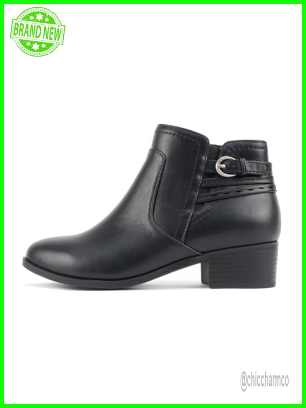 Women's Round Toe Vegan Leather Ankle Bootie with Zipper